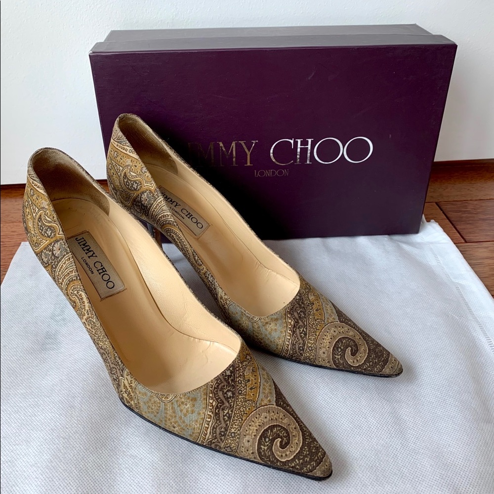 Jimmy Choo Paisley Fabric Mid Heel Pump
